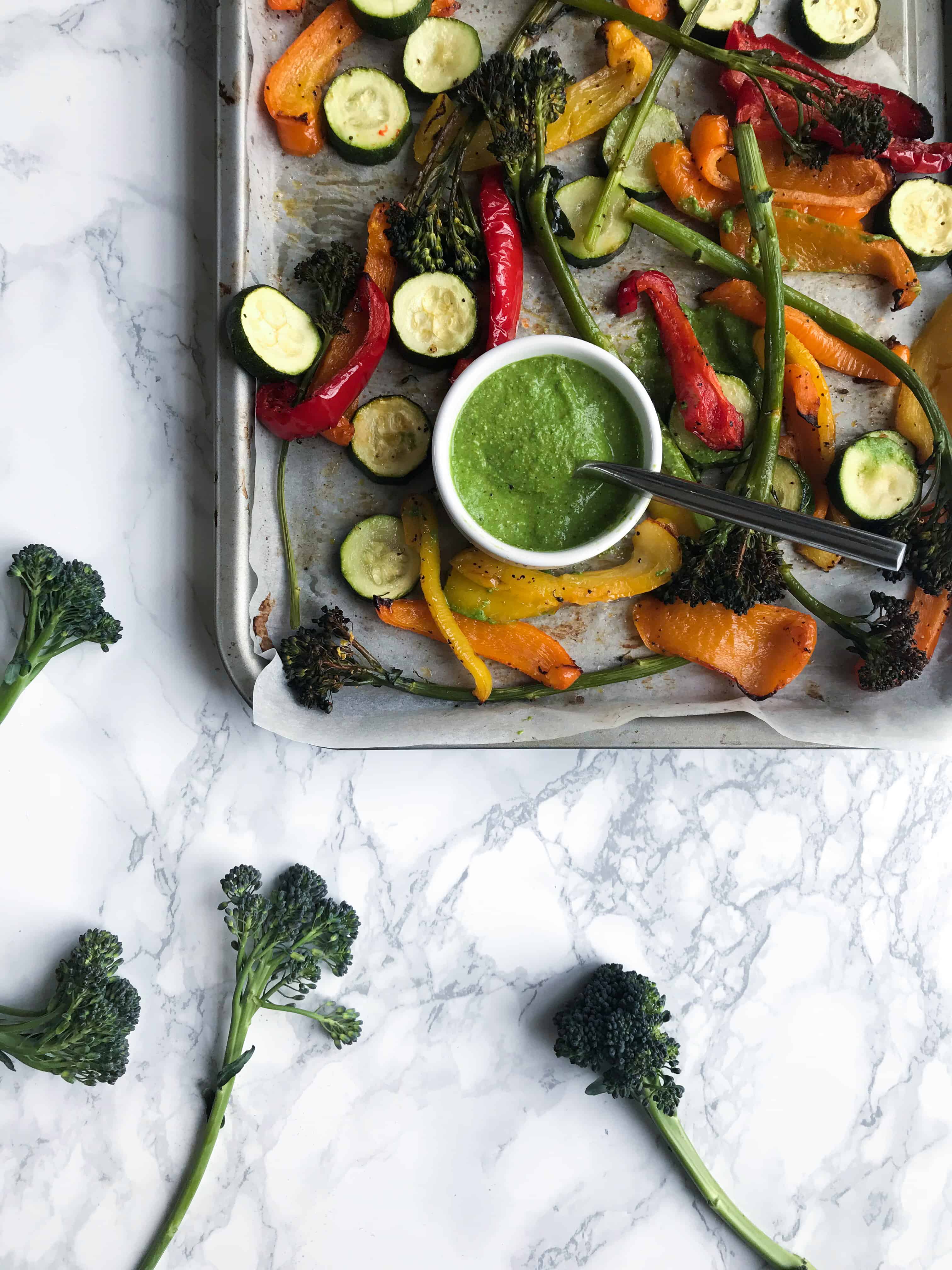 rainbow roasted pesto veggies