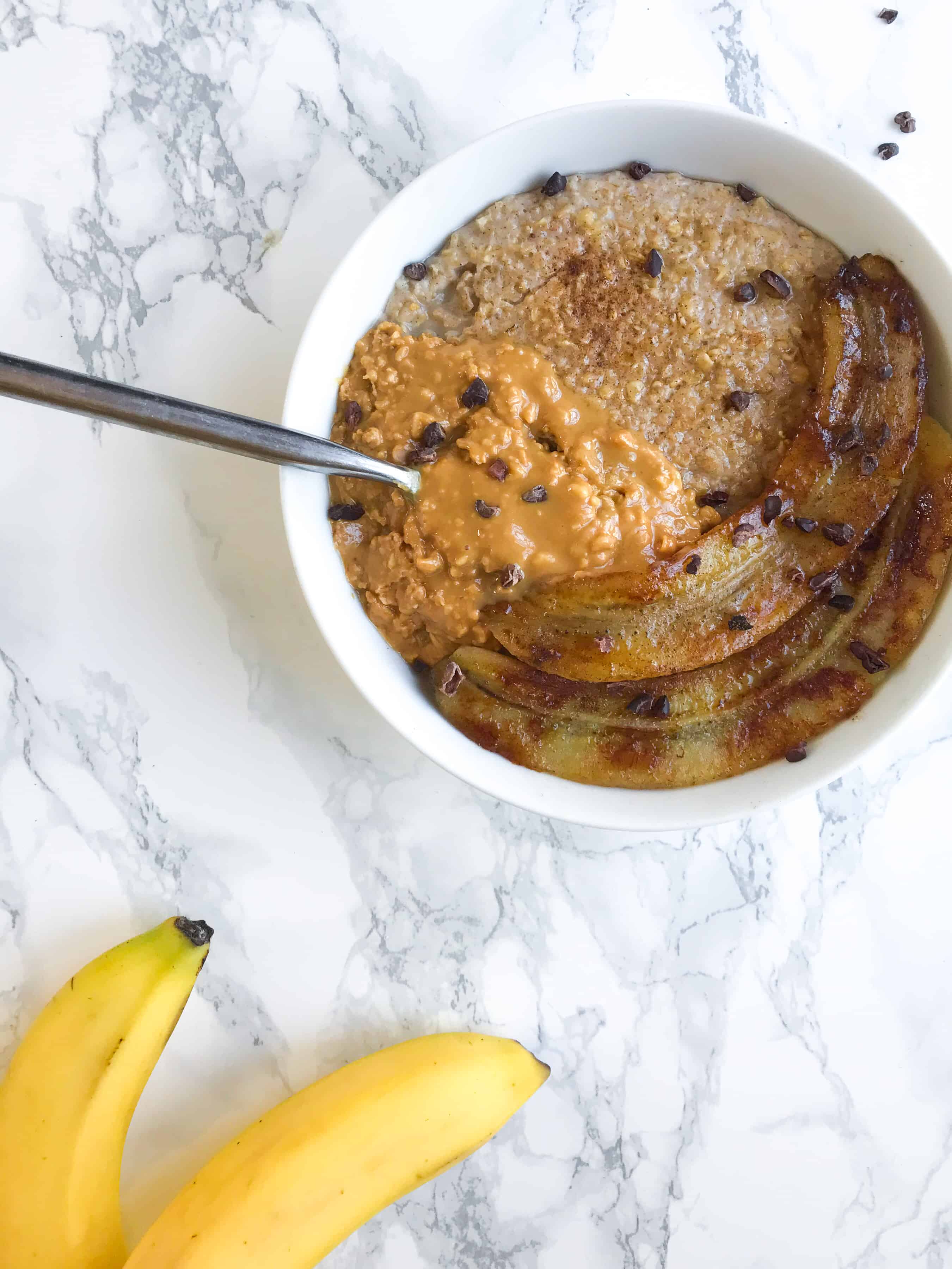 CREAMY CARAMELISED BANANA PORRIDGE WITH PEANUT BUTTER