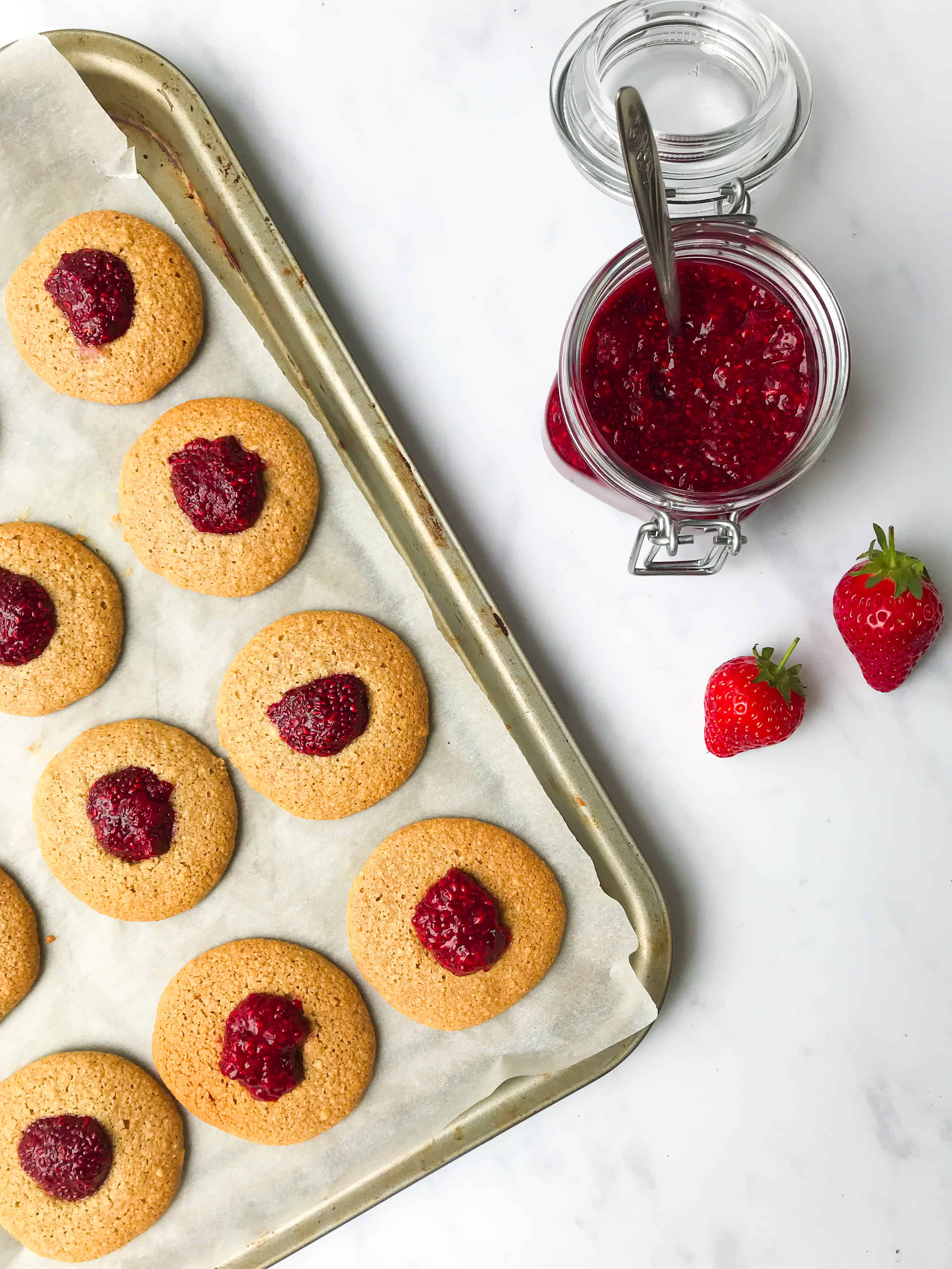 peanut butter and jam cookies