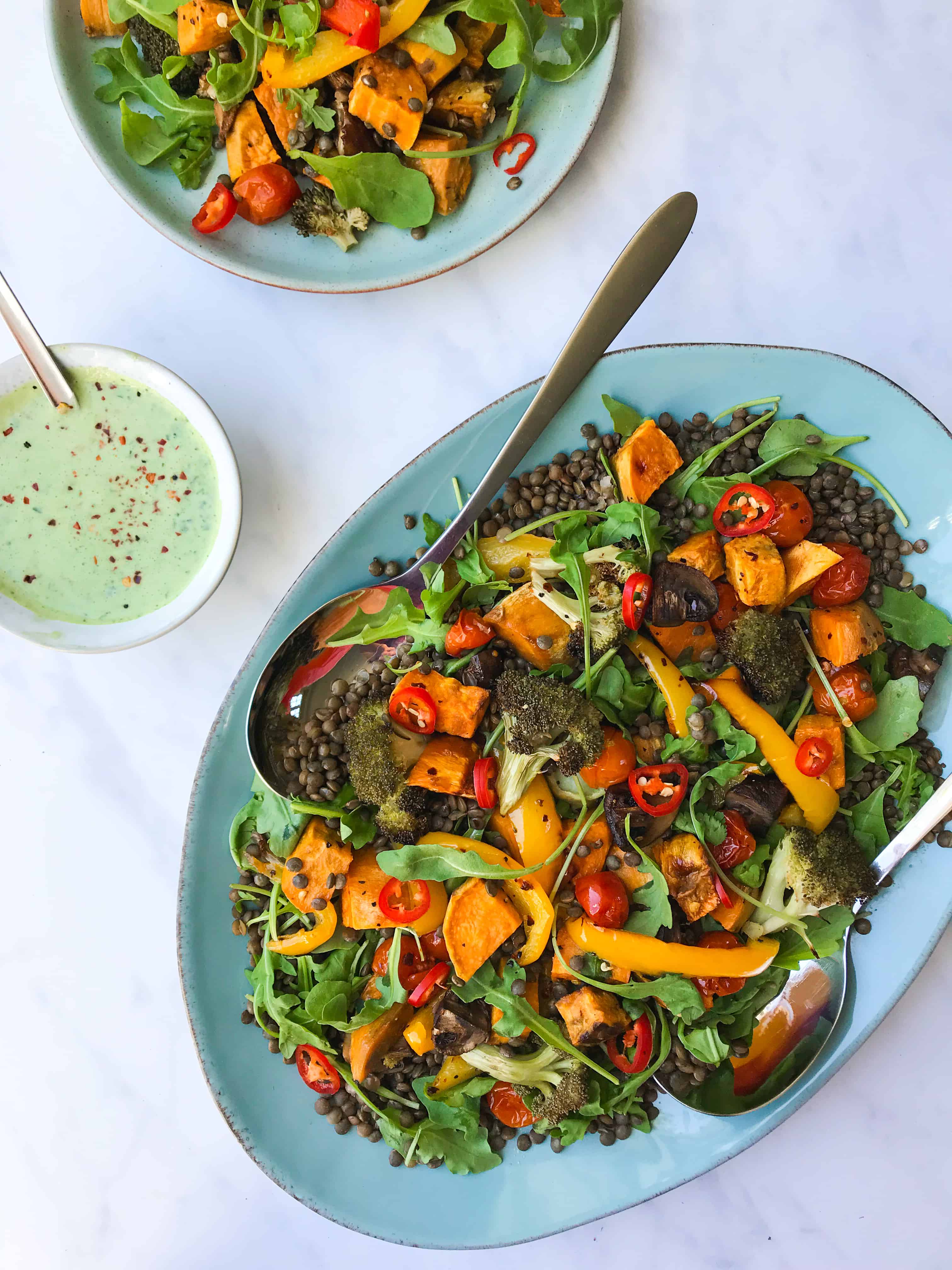 roasted veg & lentil salad