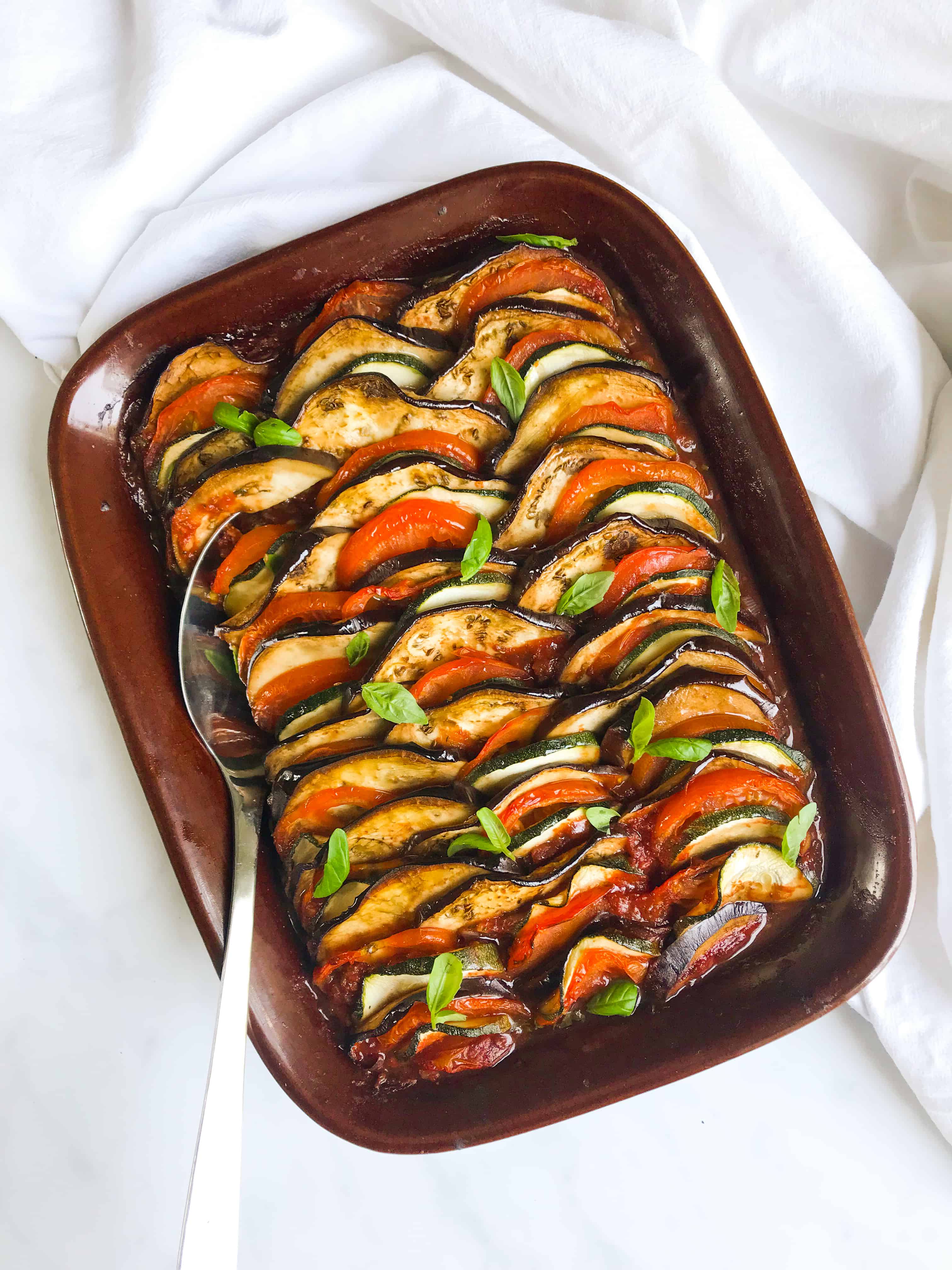 RAINBOW BAKED RATATOUILLE WITH BASIL THYME