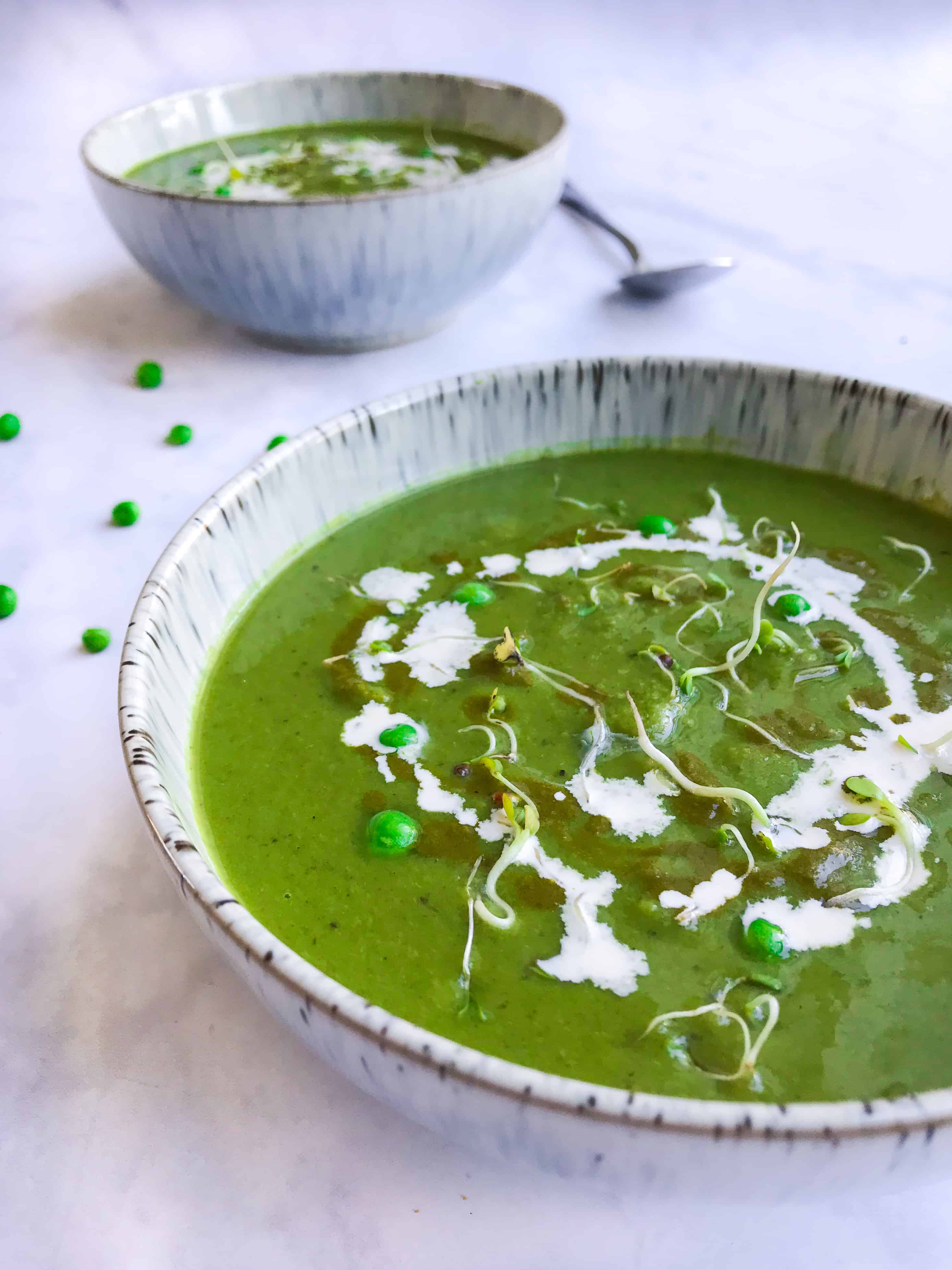 Pea and Watercress Soup with a Herby Lemon Drizzle I Georgie Eats