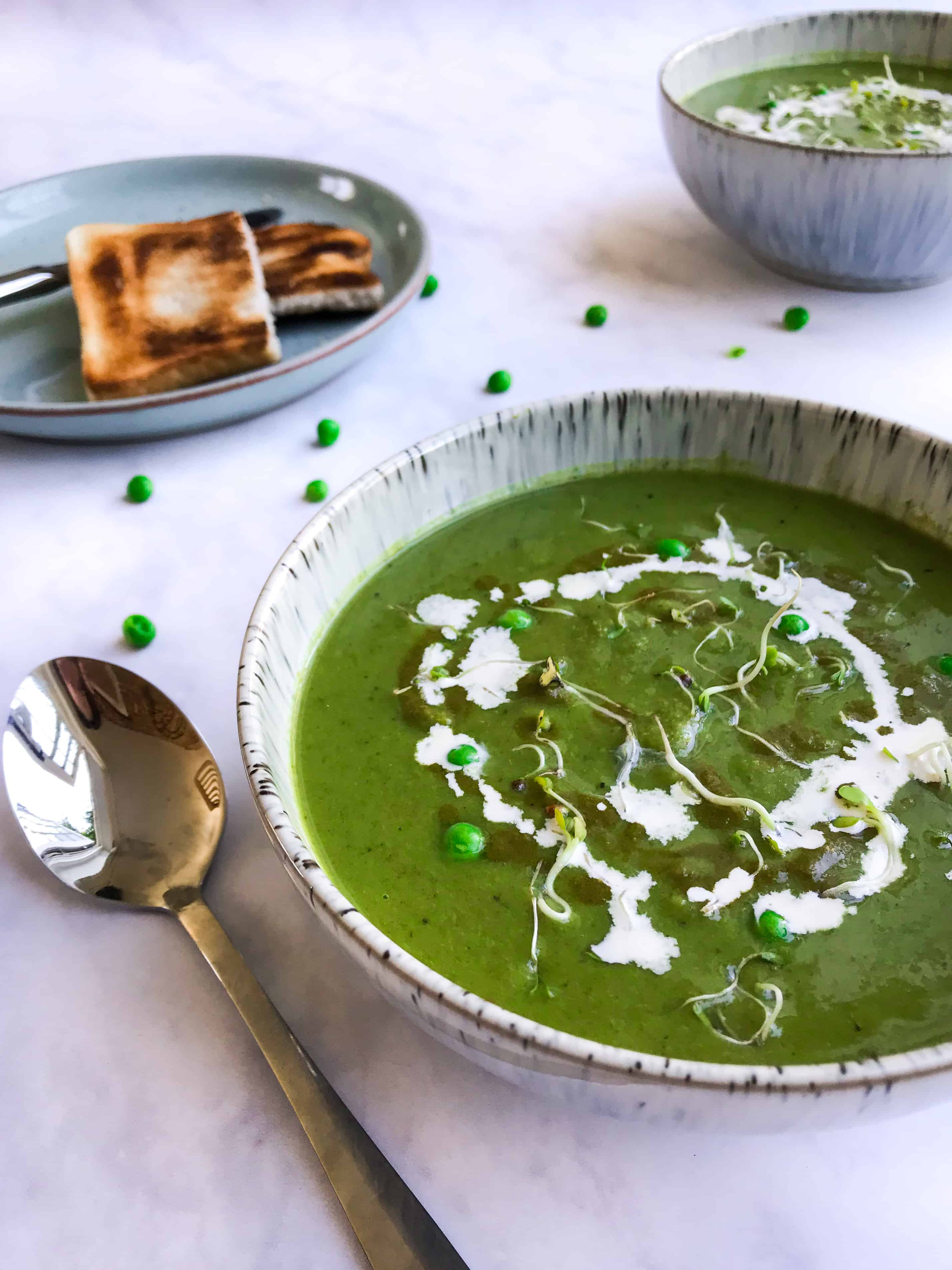 Pea and Watercress Soup with a Herby Lemon Drizzle I Georgie Eats
