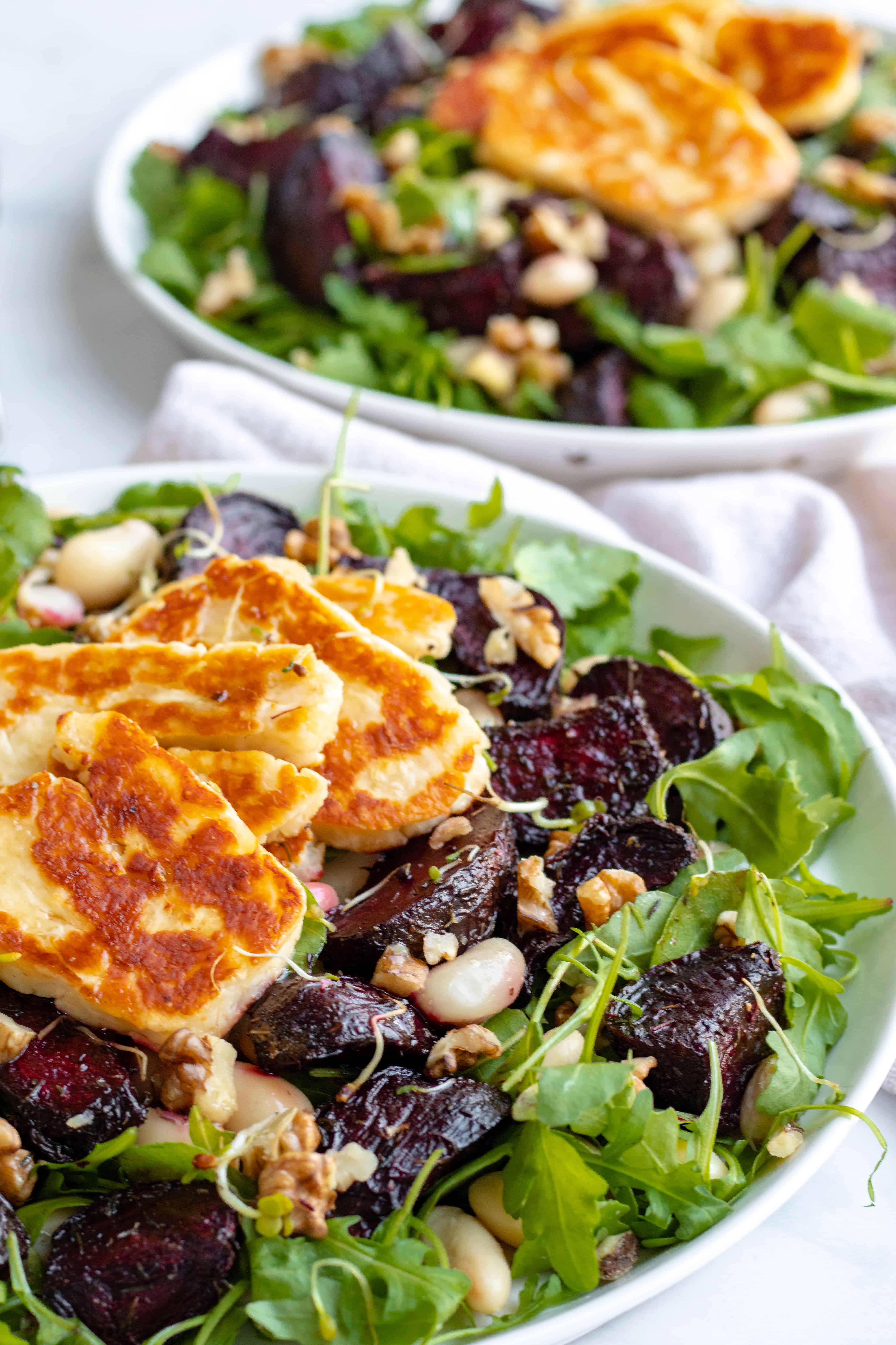 Honey Roast Beetroot and Halloumi Salad with Walnuts I Georgie Eats