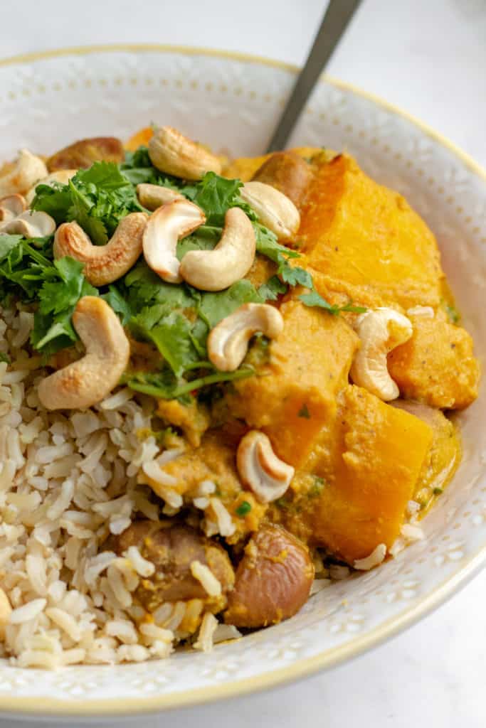 Butternut Squash Curry with Chestnuts & Kale - Vegan, GF & Healthy! Georgie Eats