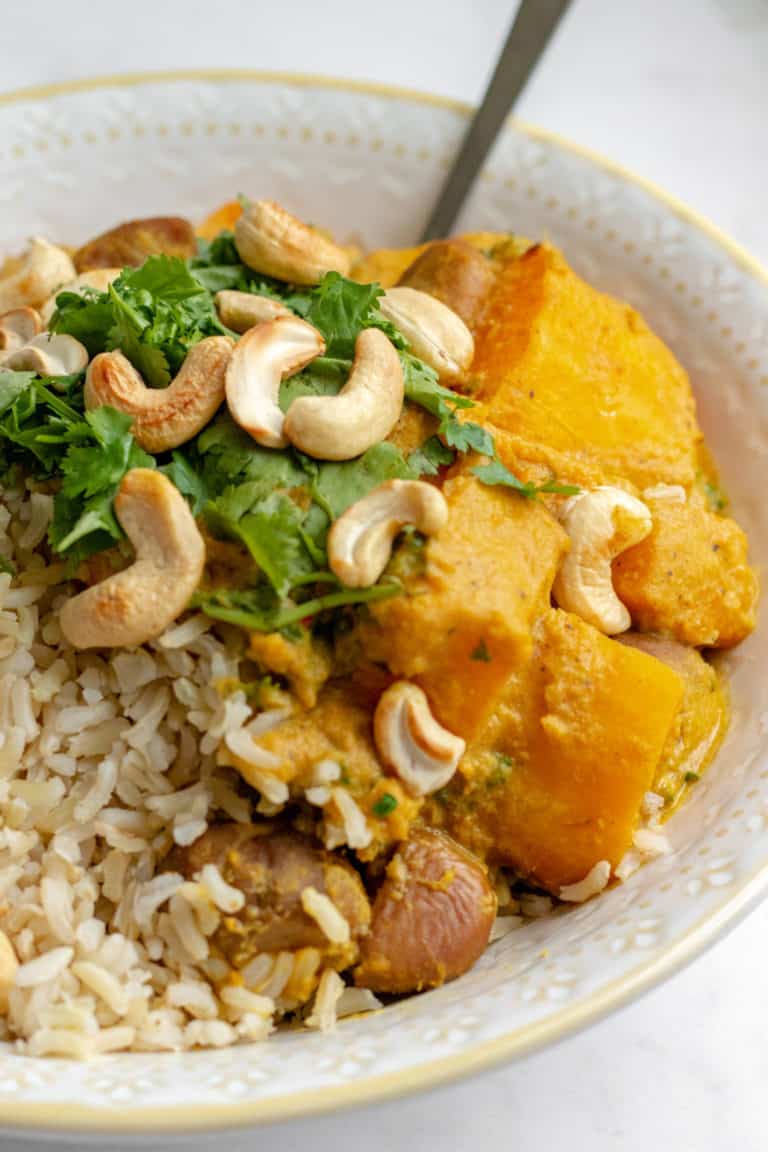 Butternut Squash Curry with Chestnuts & Kale I Georgie Eats