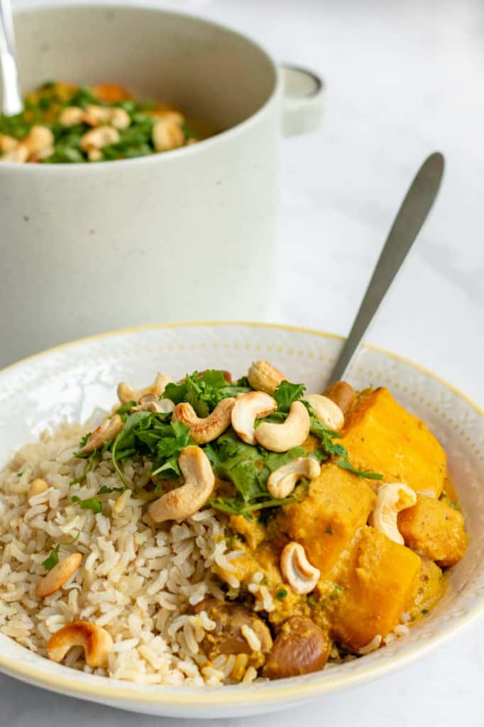 Butternut Squash Curry with Chestnuts & Kale - Vegan, GF & Healthy! Georgie Eats