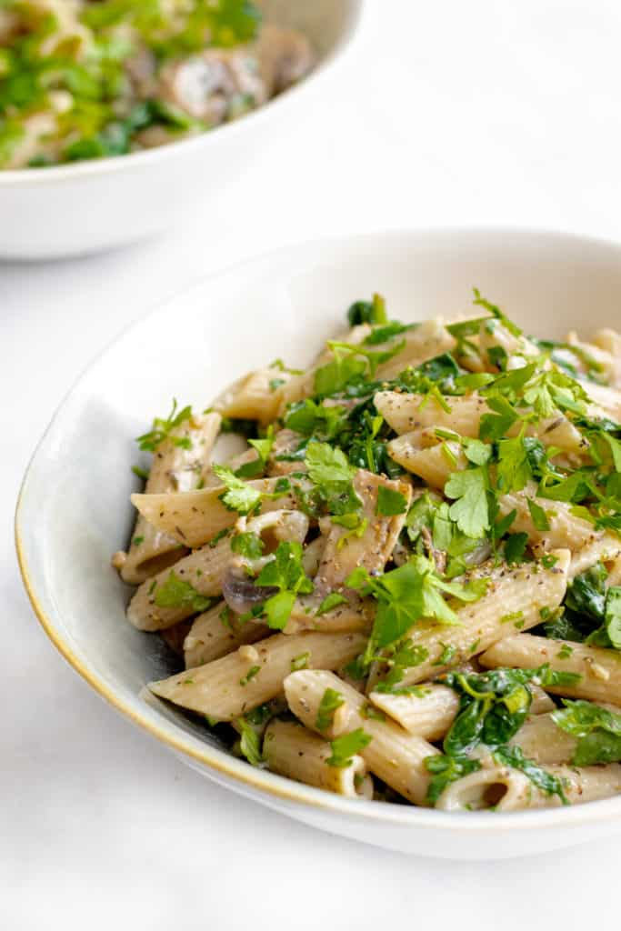 Creamy Mushroom Pasta - Vegan, GF & Healthy! Georgie Eats.