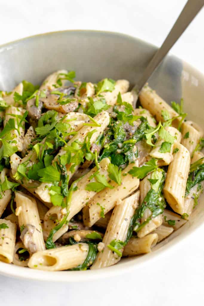 Creamy Mushroom Pasta - Vegan, GF & Healthy! Georgie Eats.