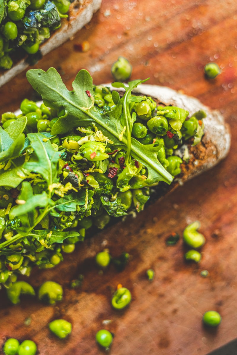 Peas on Toast with Herbs & Lemon - Georgie Eats