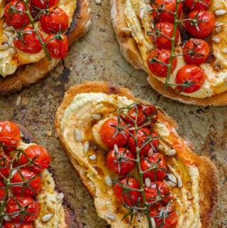 Balsamic Roasted Tomato & Hummus Toast - Vegan, GF & Healthy! Georgie Eats.