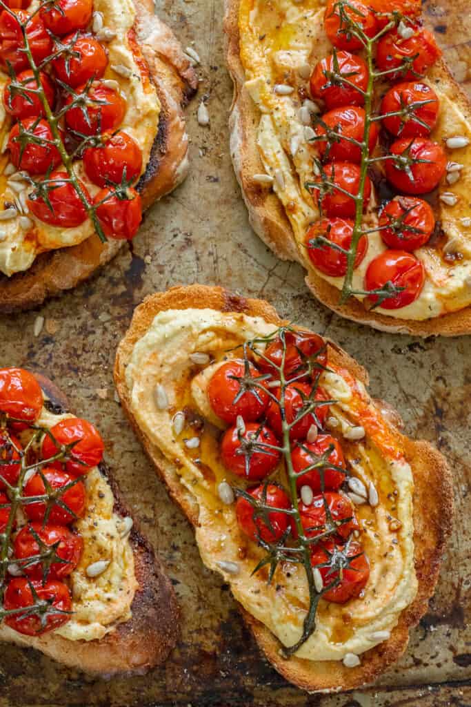 Balsamic Roasted Tomato & Hummus Toast - Vegan, GF & Healthy! Georgie Eats.