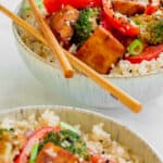 Two bowls of Hoisin Tofu Stir-fry. Vegan, GF & Healthy! Georgie Eats.