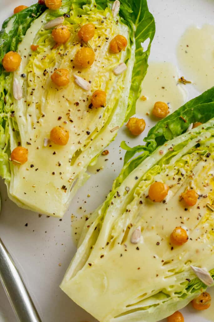 Vegan Caesar Salad with Chickpea Croutons - Vegan, GF & Healthy! Georgie Eats.