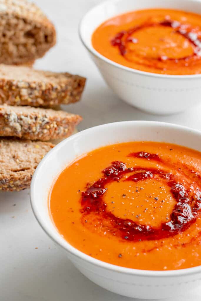 Spicy Roasted Tomato & Harissa Soup - Vegan, GF & Healthy! Georgie Eats