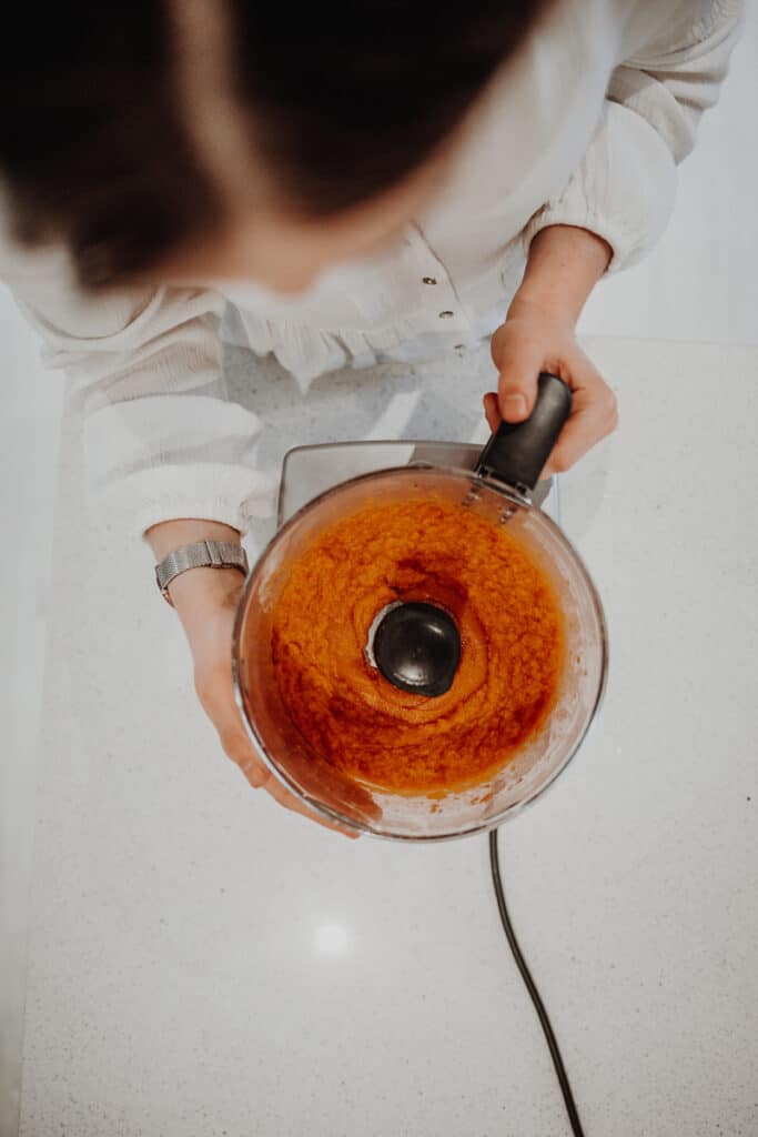 Making sweet potato puree