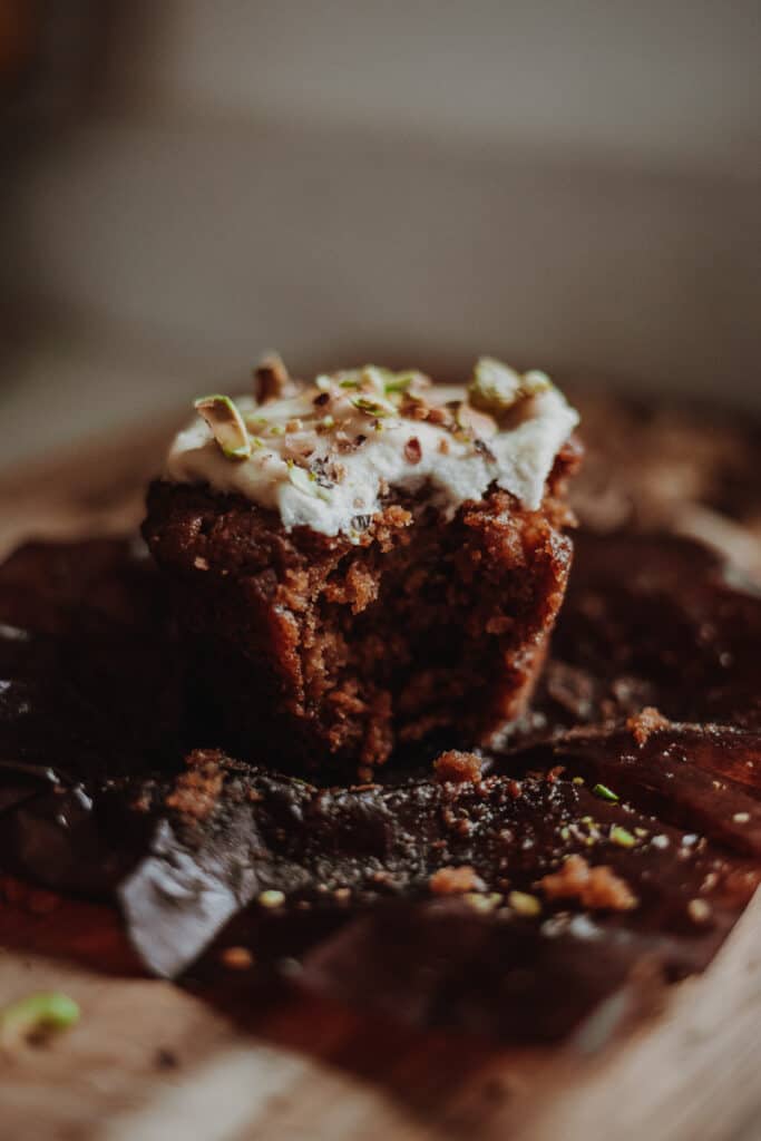 Sweet potato Muffins with Maple Cashew Frosting - Vegan, GF & Healthy! Georgie Eats.