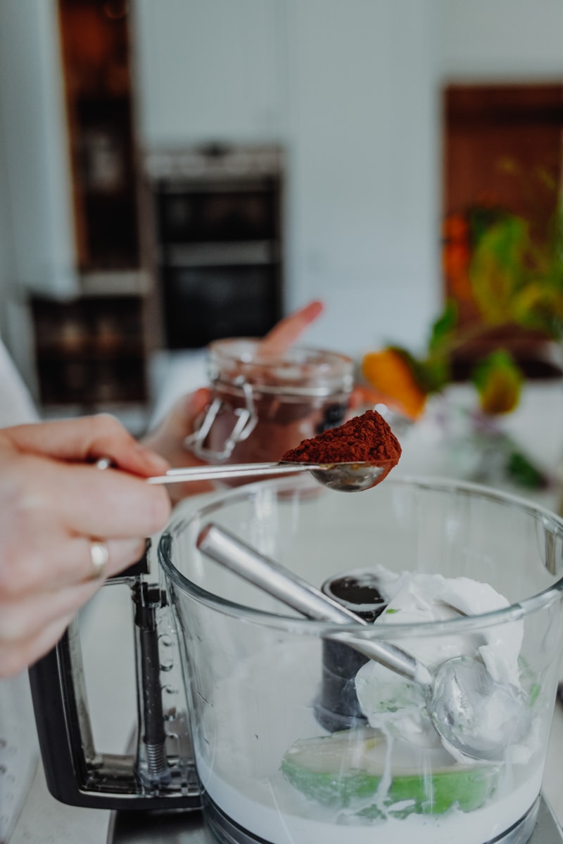 combining the ingredients in a food processor