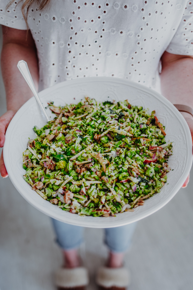 Raw Broccoli Salad - Vegan, GF & Healthy! Georgie Eats.