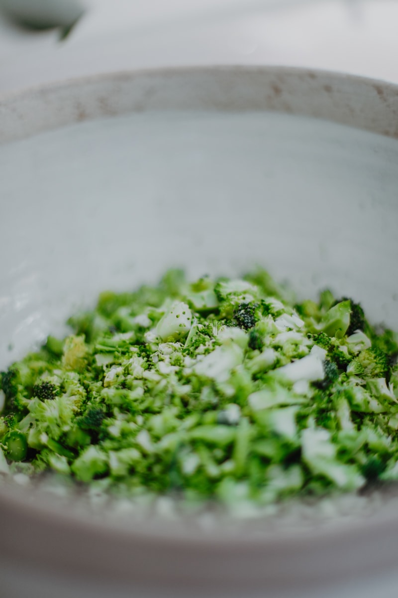 chopped broccoli in a bowl