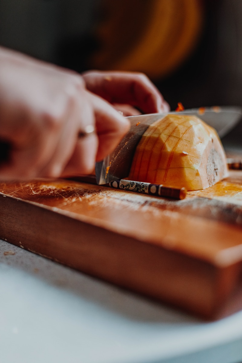 Hasslebacking the butternut squash