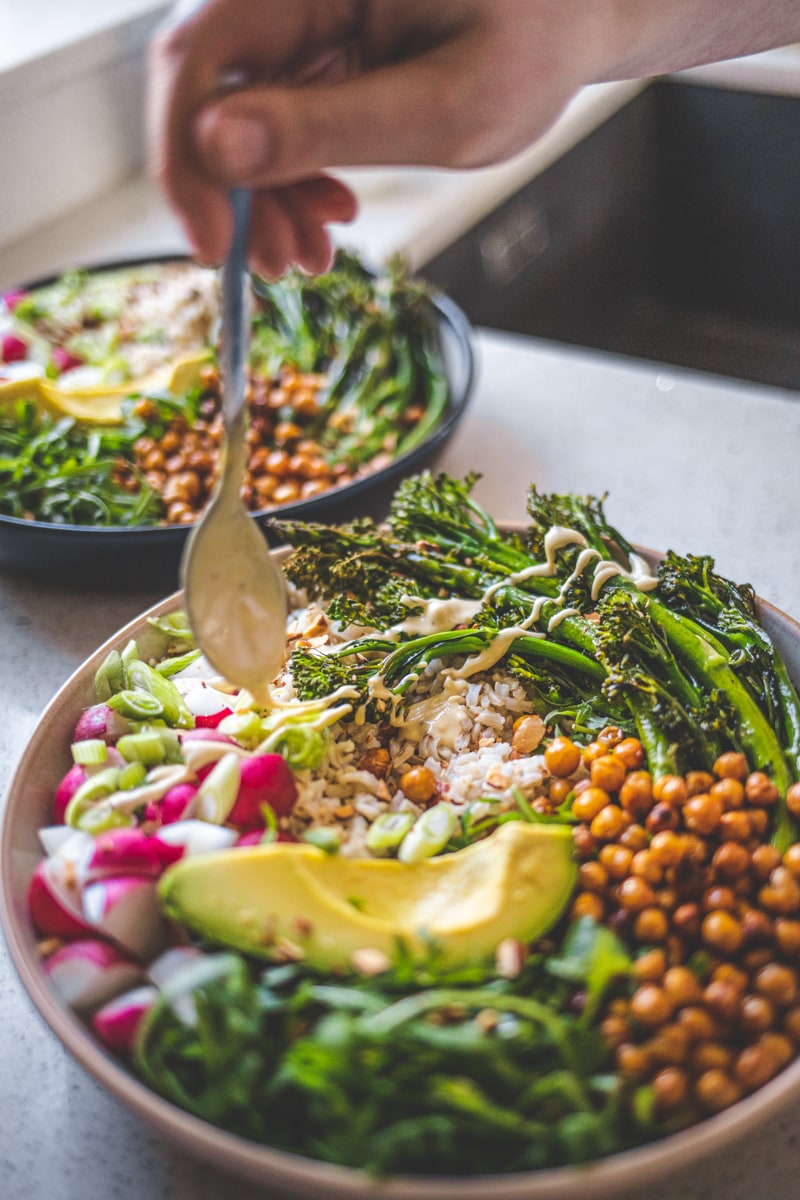 Roasted Broccoli Nourish Bowl - Georgie Eats