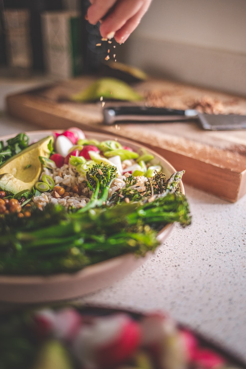 Roasted Broccoli Nourish Bowl - Georgie Eats