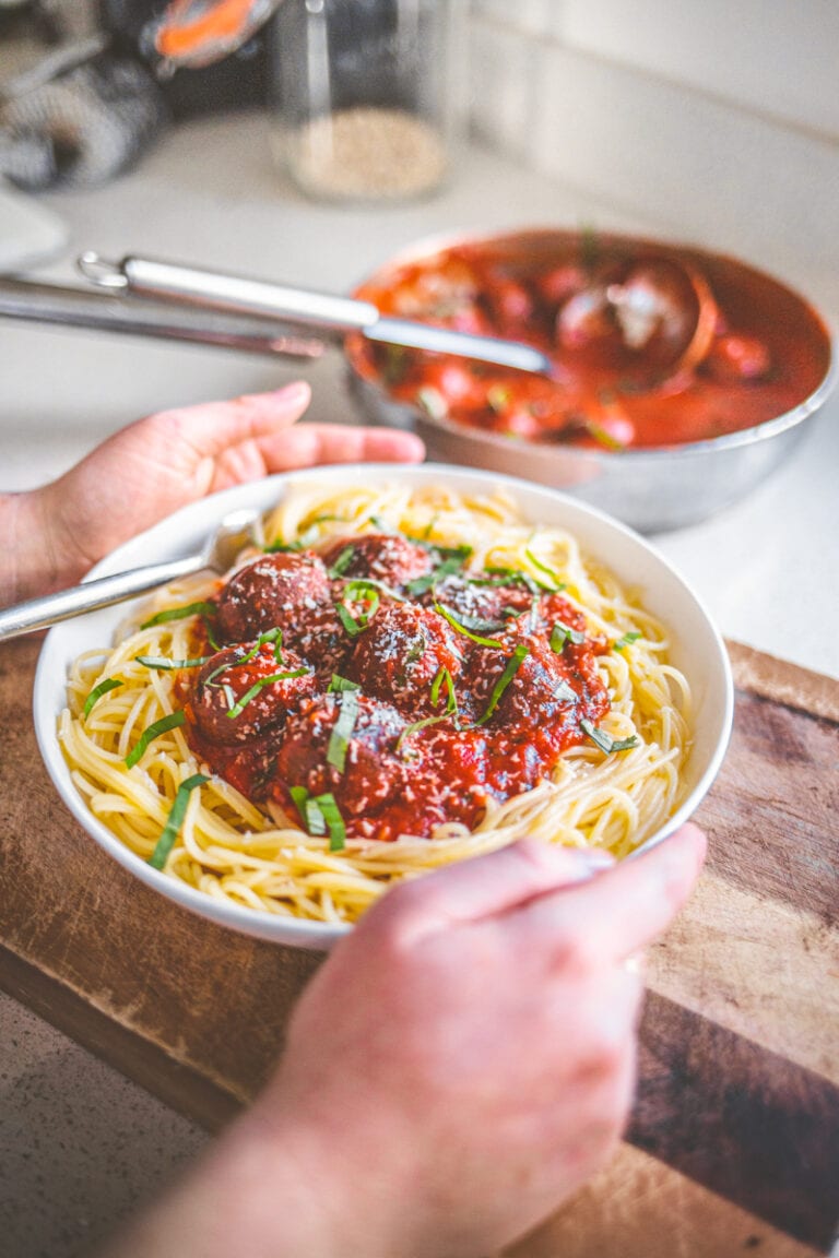 Best Ever Vegan Meatballs with Spaghetti - Georgie Eats