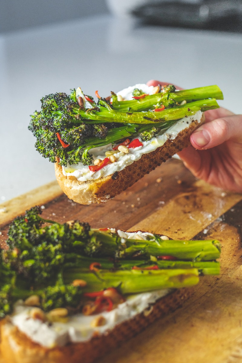 Purple Sprouting Broccoli on Toast with Chilli and Garlic - Georgie Eats