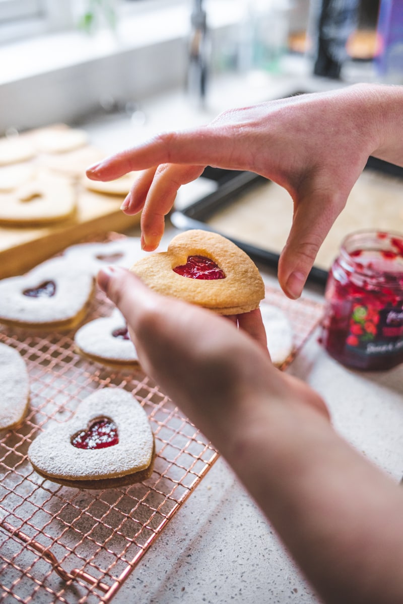 Valentine Heart Biscuits with Raspberry Jam - Georgie Eats
