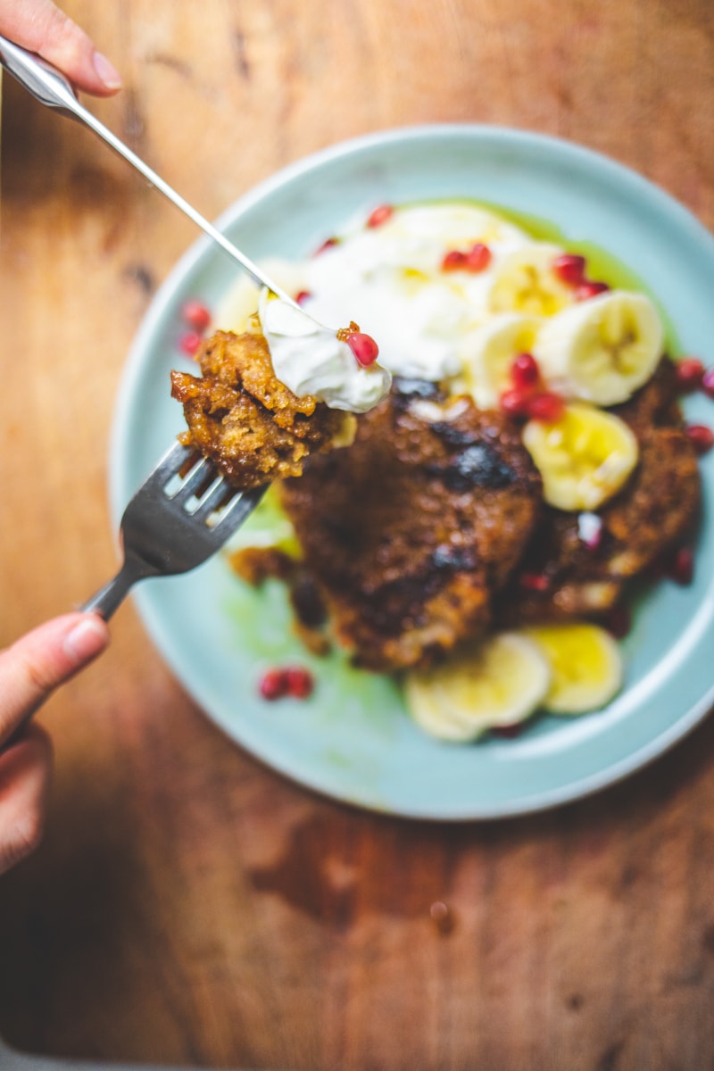 Vegan Banana Bread French Toast with yoghurt - Georgie Eats