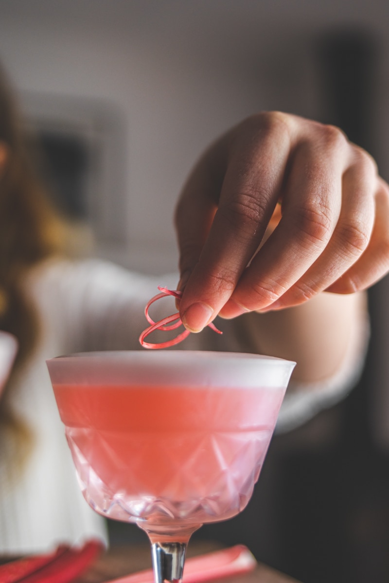 Vegan Rhubarb Sour Cocktail - Georgie Eats