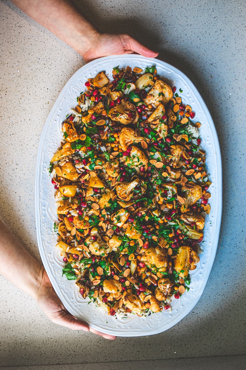 Vegan Harissa Roasted Cauliflower Salad - Georgie Eats