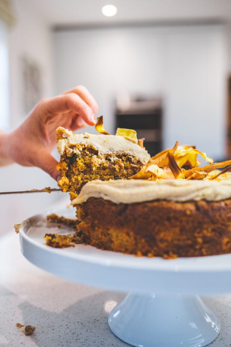 Spiced Parsnip Cake with Cashew Frosting - Georgie Eats