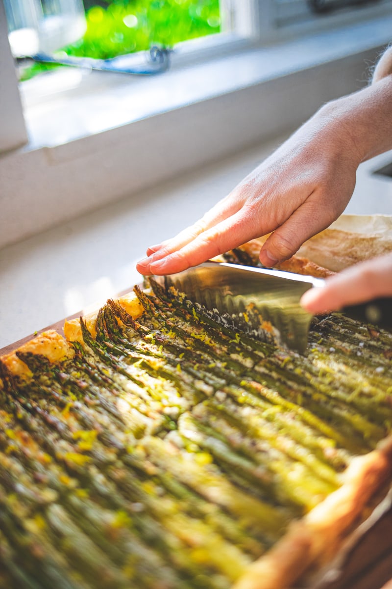 Cutting the Asparagus Tart - Georgie Eats