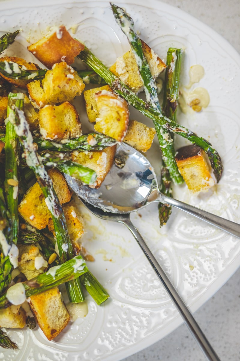 Asparagus Caesar Salad - Georgie Eats 