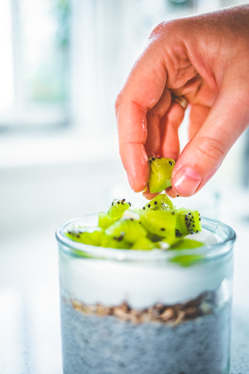 Kiwi & Coconut Chia Pudding in a jar- Georgie Eats