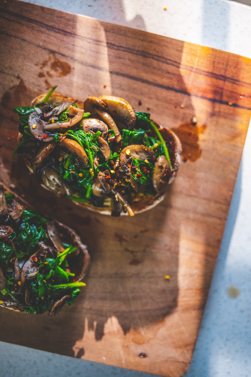 Mushroom & Spinach Toast - Georgie Eats