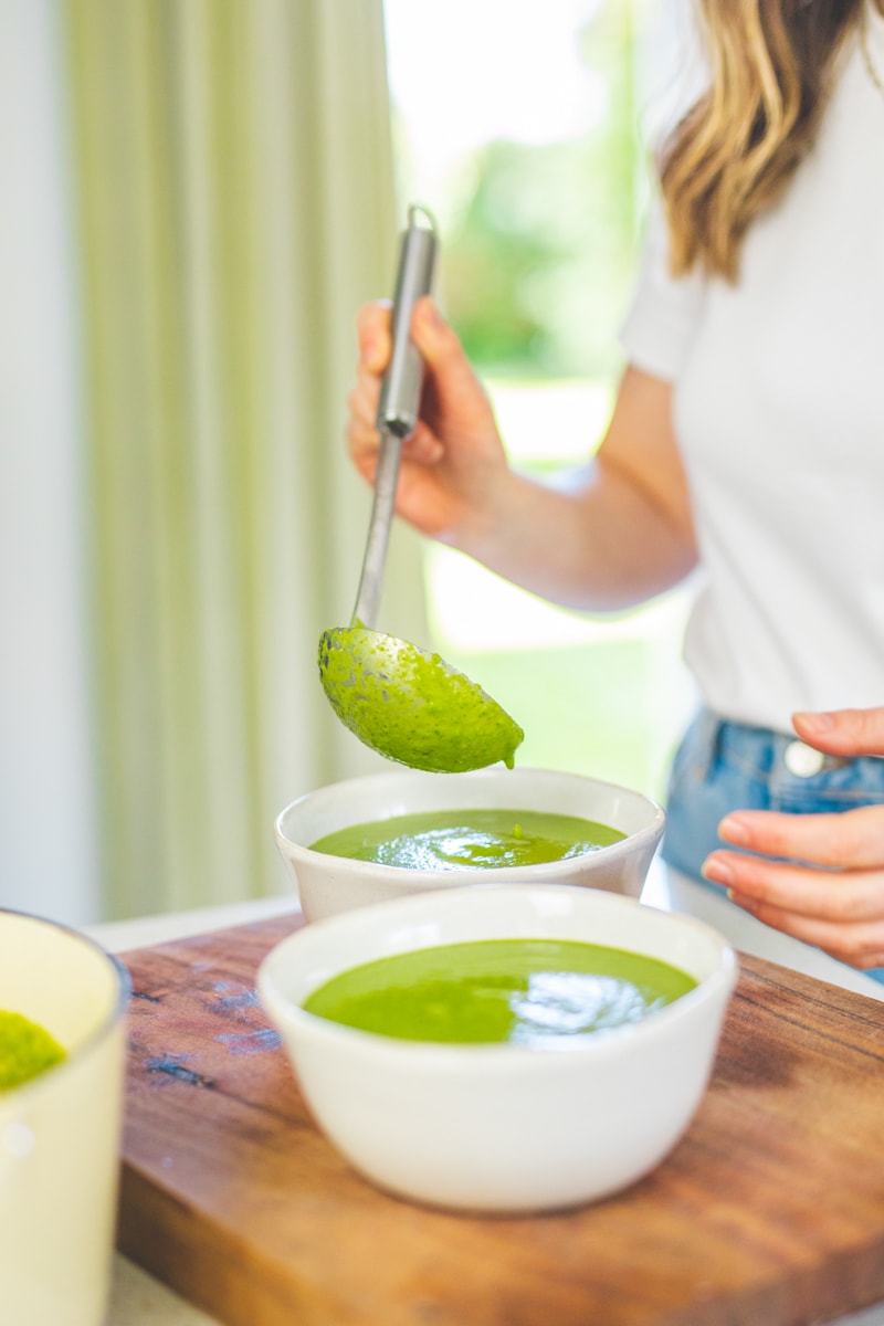 Pea & Watercress Soup with Herby Drizzle - Georgie Eats