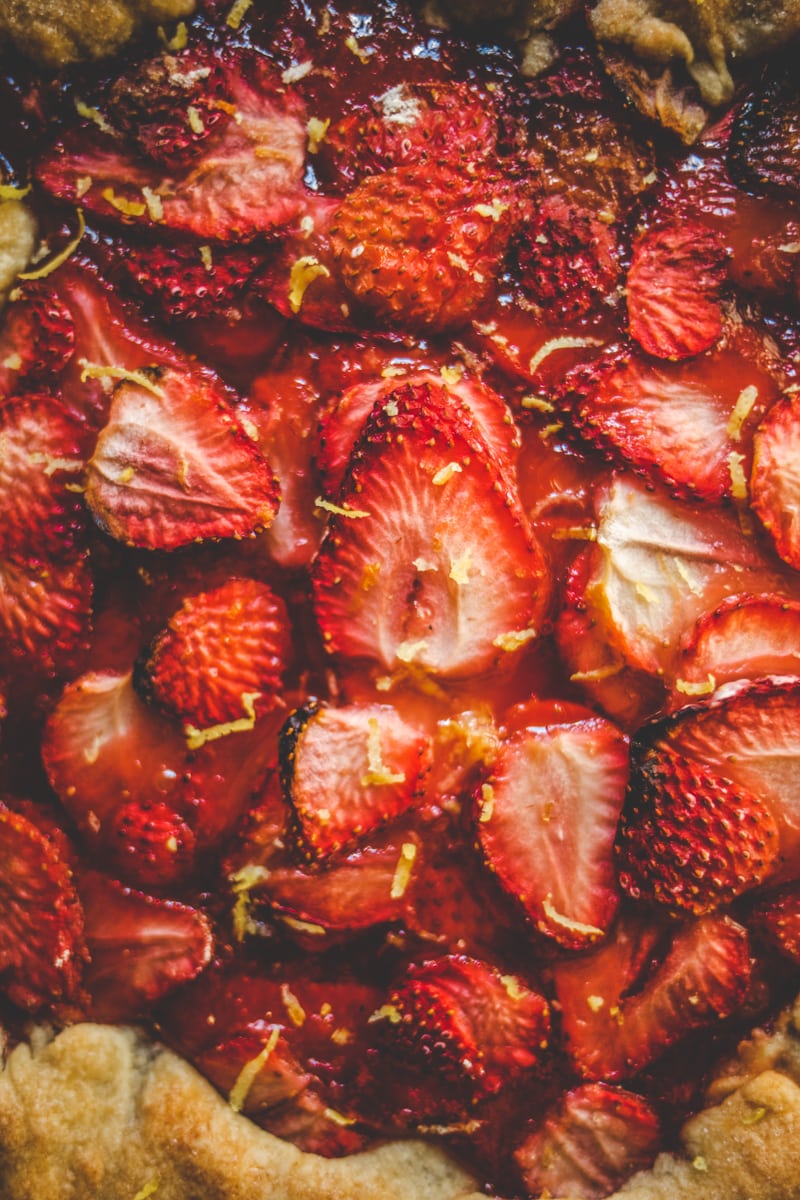 Close up of Vegan Strawberry Galette - Georgie Eats