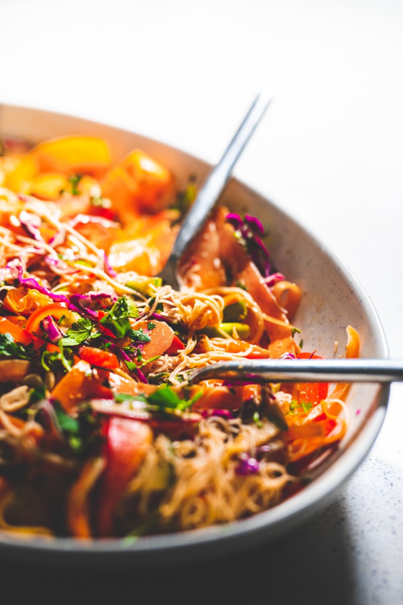 Serving the Satay Noodle Salad - Georgie Eats