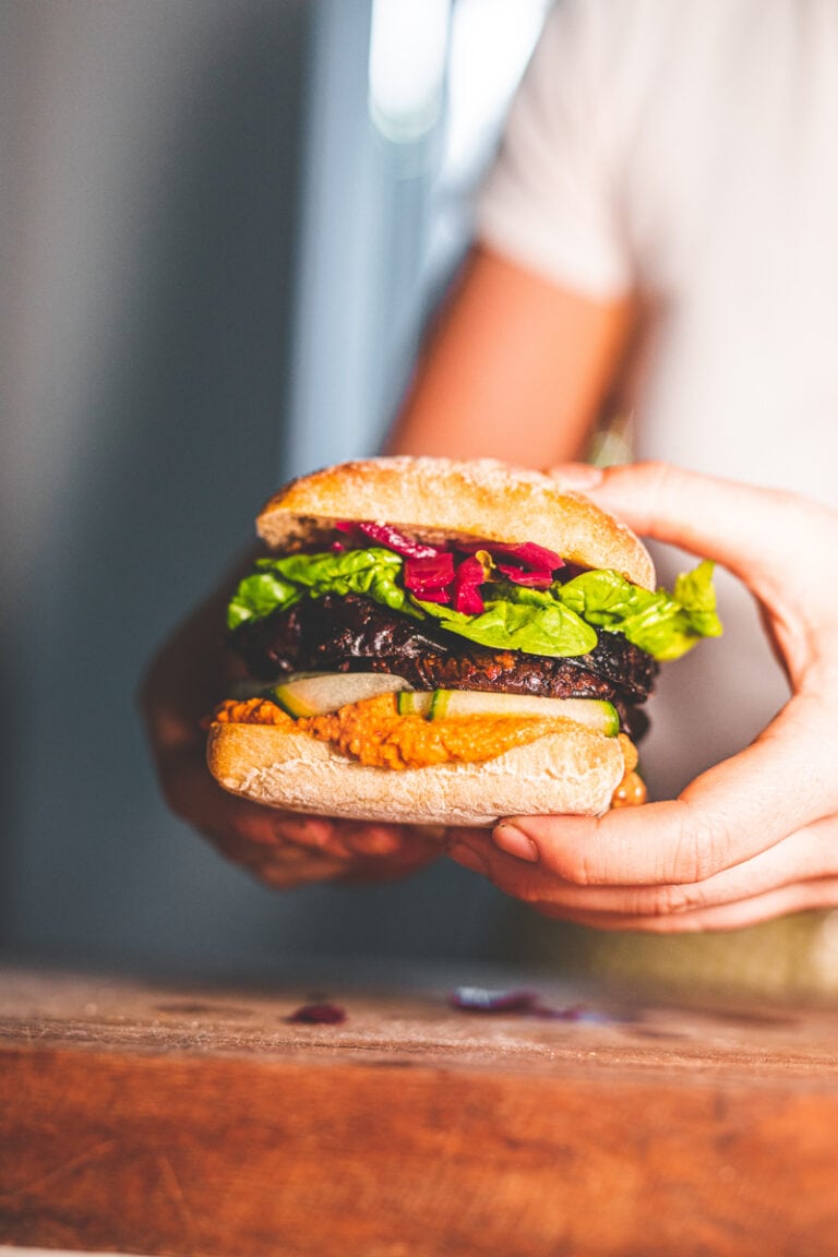 Hummus &amp; Harissa Aubergine Sandwiches I Georgie Eats