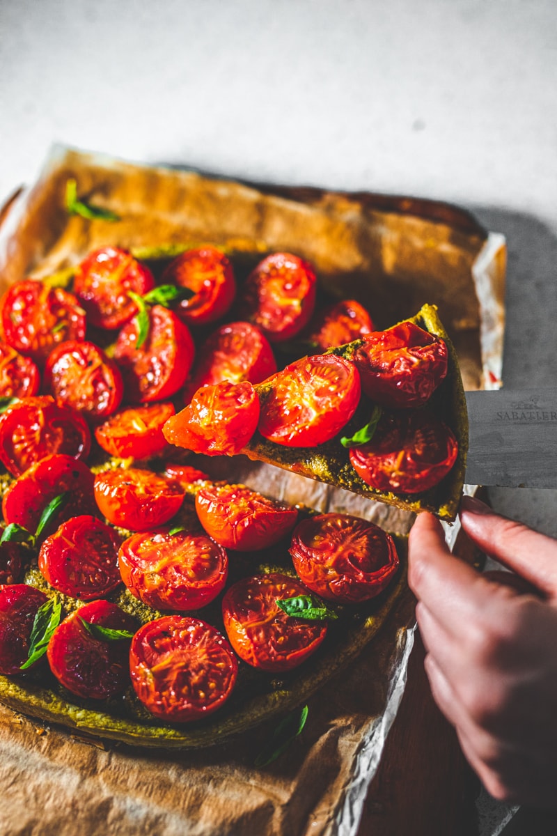 Pesto & Tomato Tart - Georgie Eats