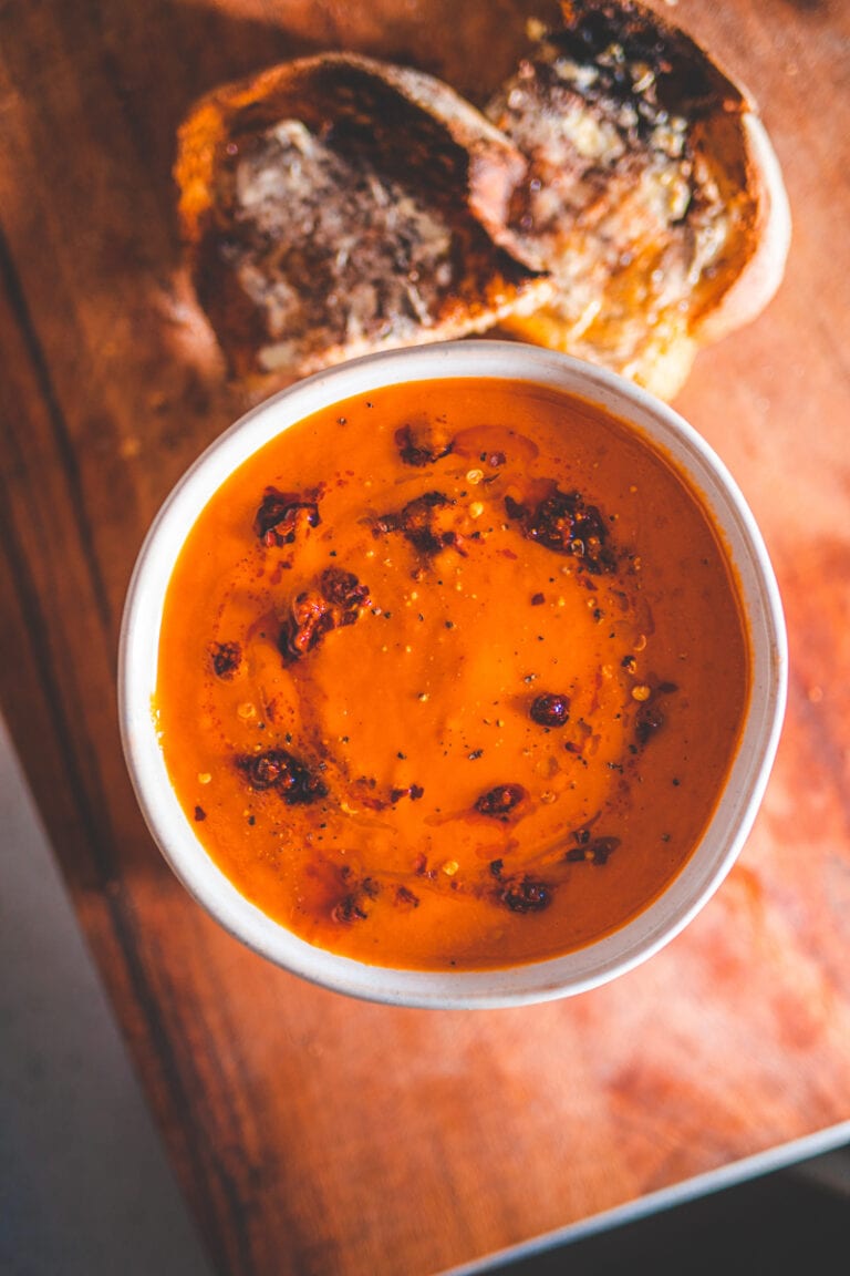 Roasted Tomato & Harissa Soup - Georgie Eats