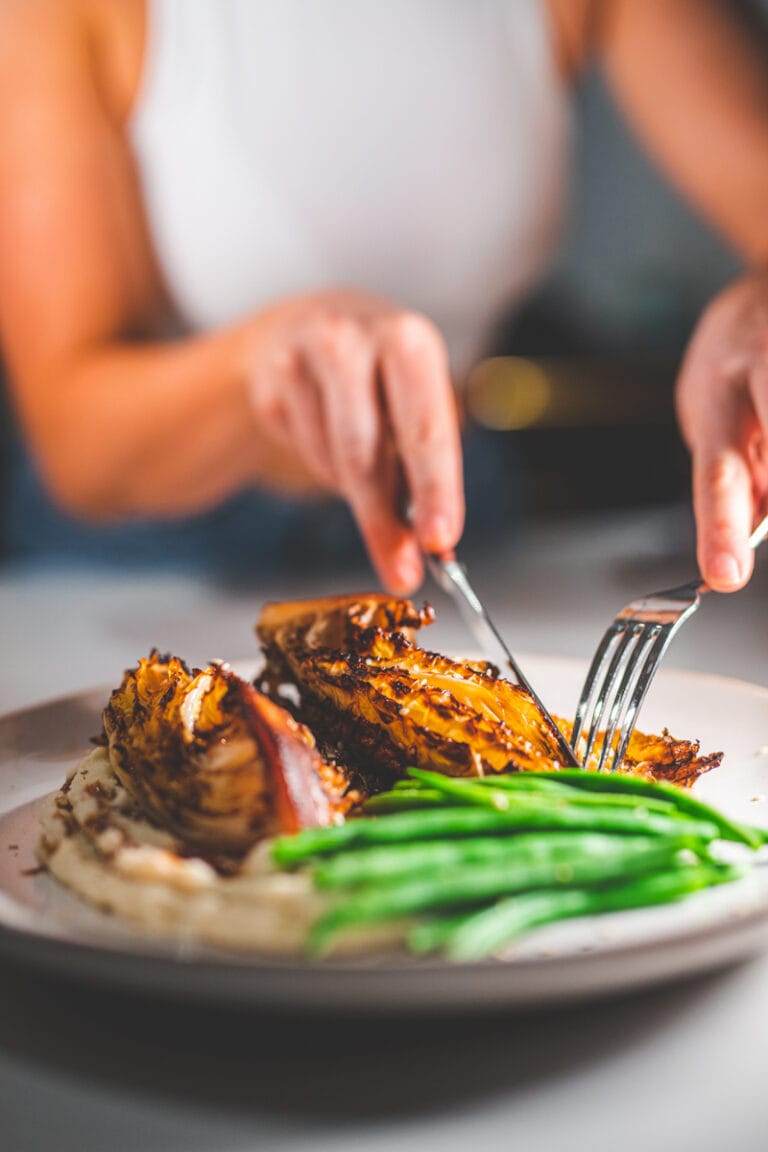 Roasted Cabbage Steaks with Miso Mash I Eats