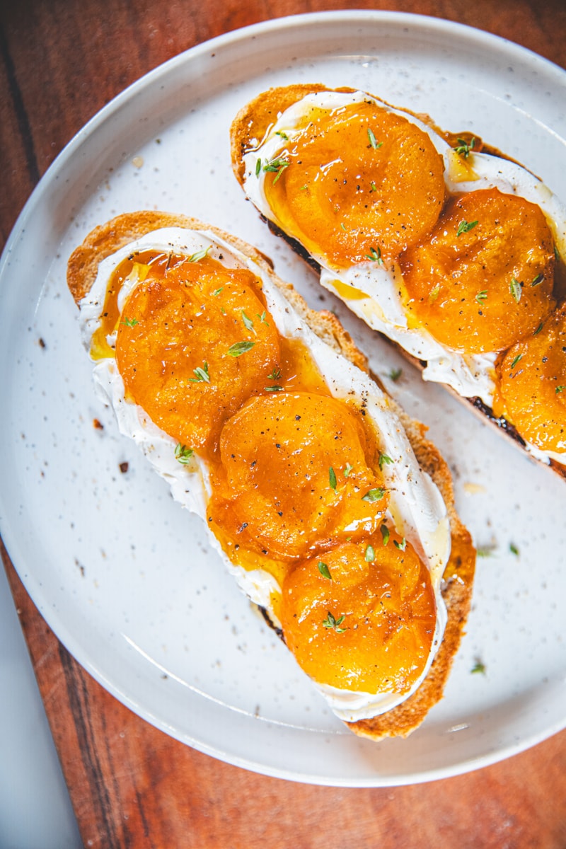 Roasted Apricot Toast with Thyme - Georgie Eats