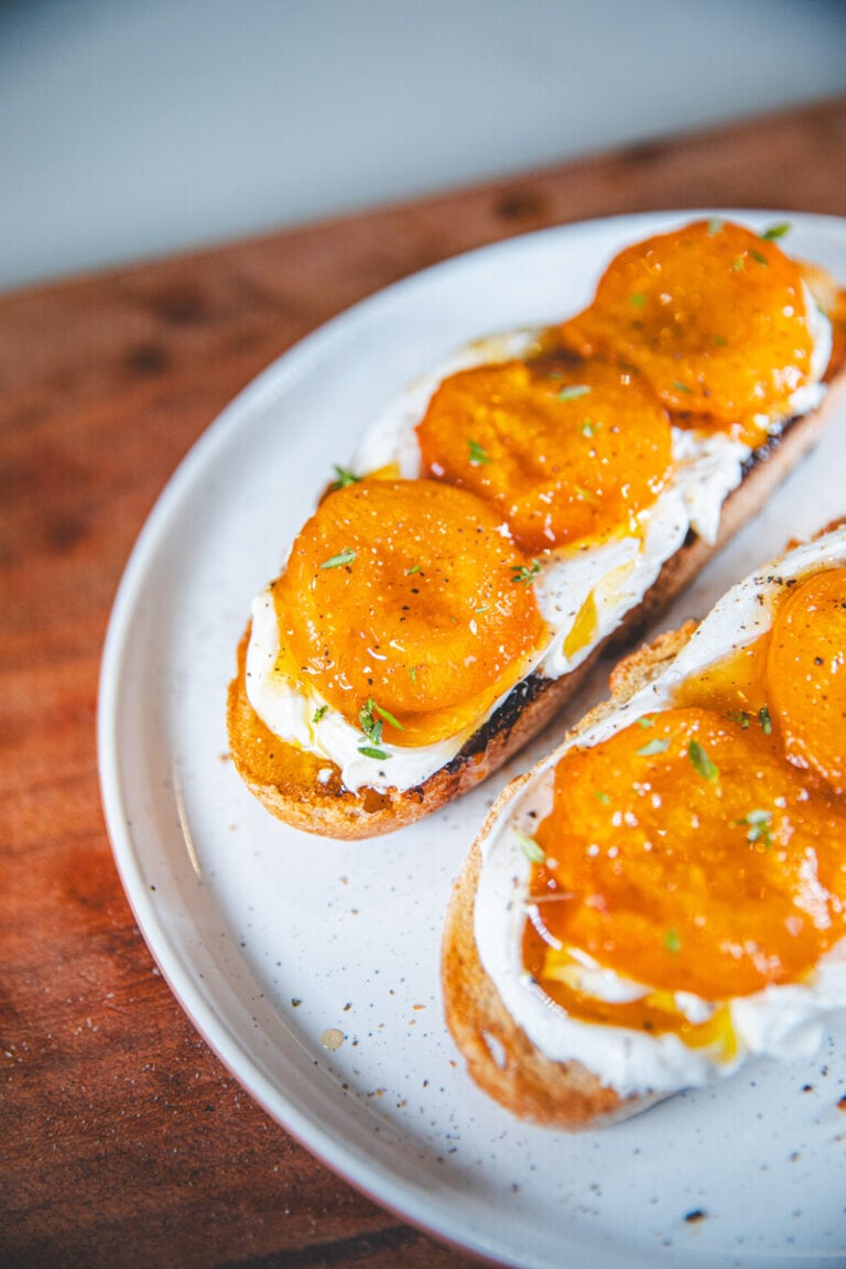 Roasted Apricot Toast with Thyme - Georgie Eats
