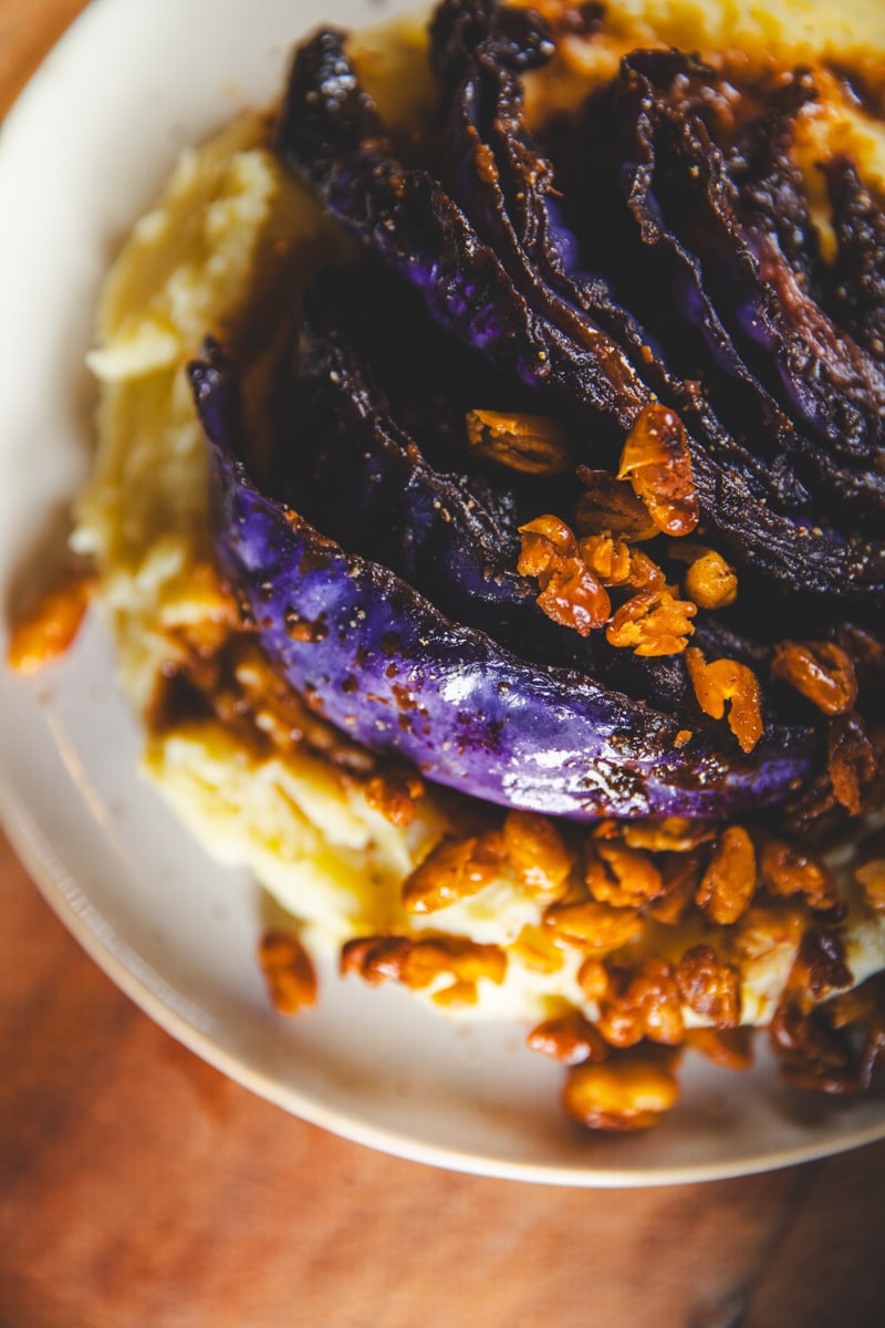 Miso Red Cabbage & Mash with Crispy Beans - Georgie Eats