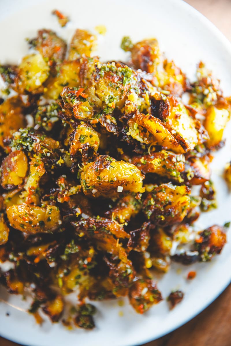 Crispy Chimichurri Potatoes - Georgie Eats