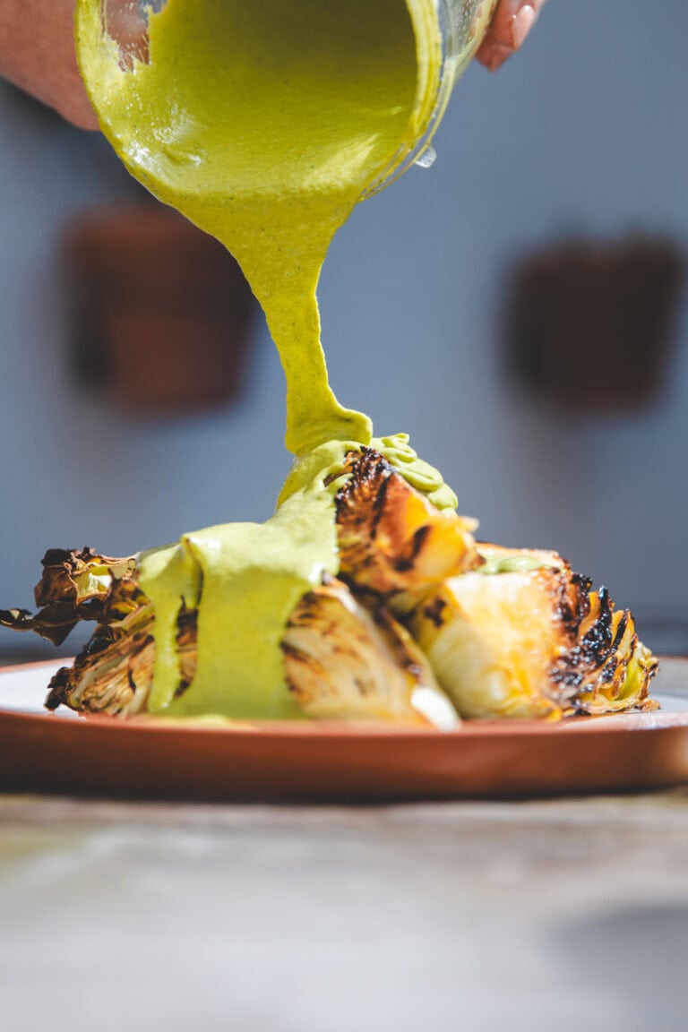 Griddled Hispi Cabbage & Charred Jalapeño Sauce I Eats